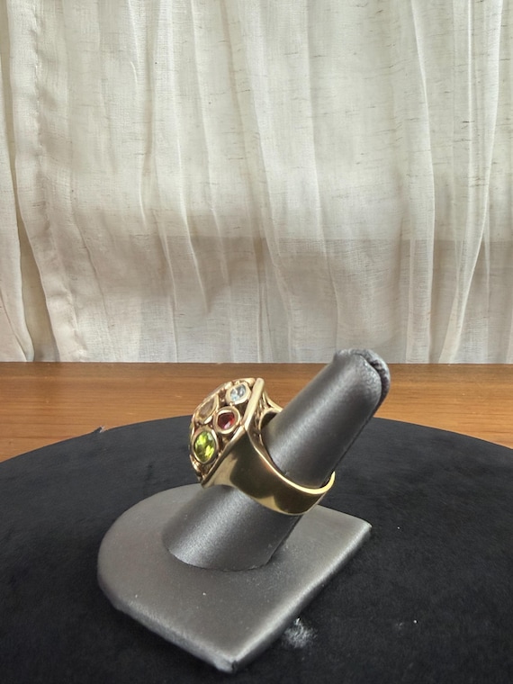 Statement Sterling Silver Multi Gemstone Dome Rin… - image 4