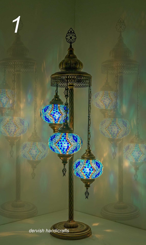 Turkish Mosaic Floor Lamp Bedside Table Moroccan 40 Height Night Lights 7 Globes Diameter