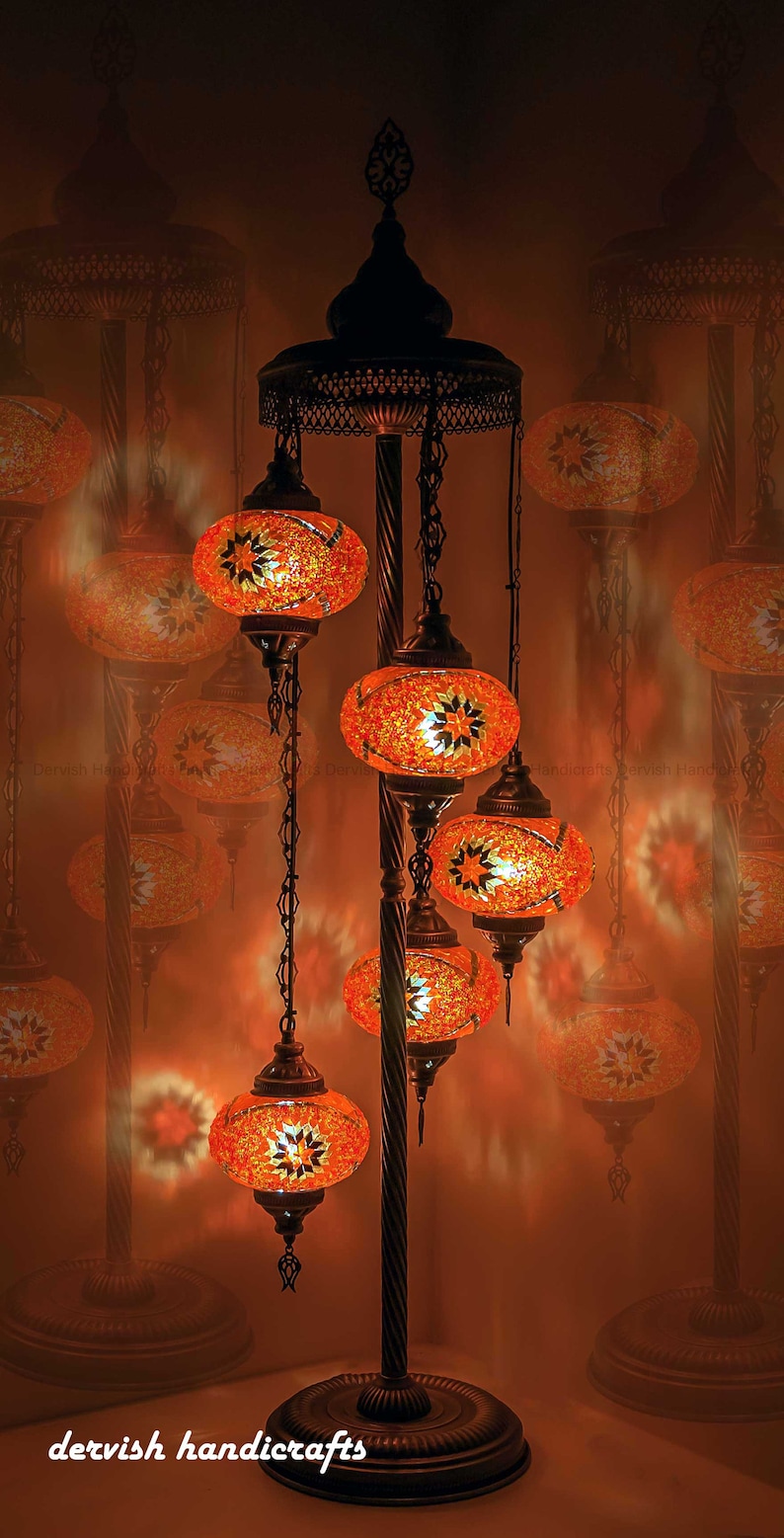 Floor Lamp Moroccan Lamp Turkish Lamp Bedside Lamp Night Lights 50\u201d Height 5 Big Globes