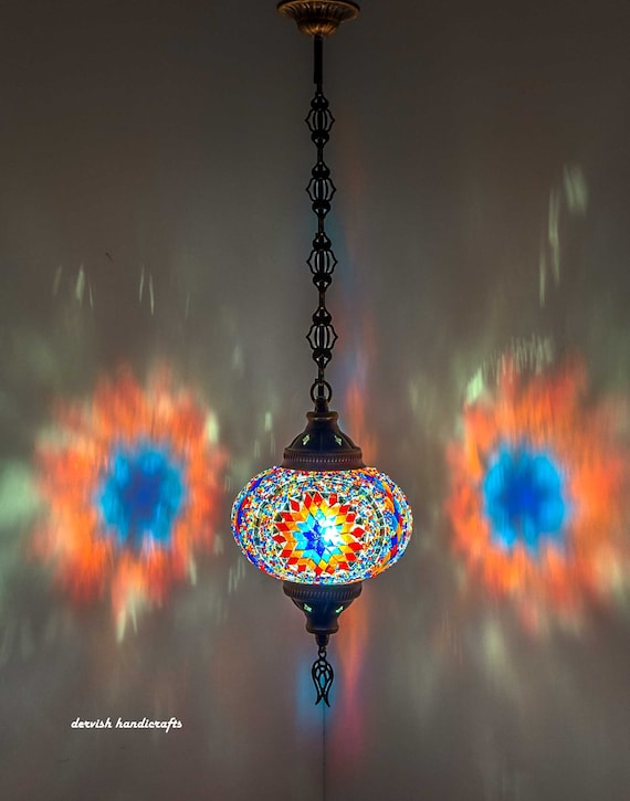 Free Shipping Turkish Hanging Lamp Mosaic Pendant Lamp Etsy