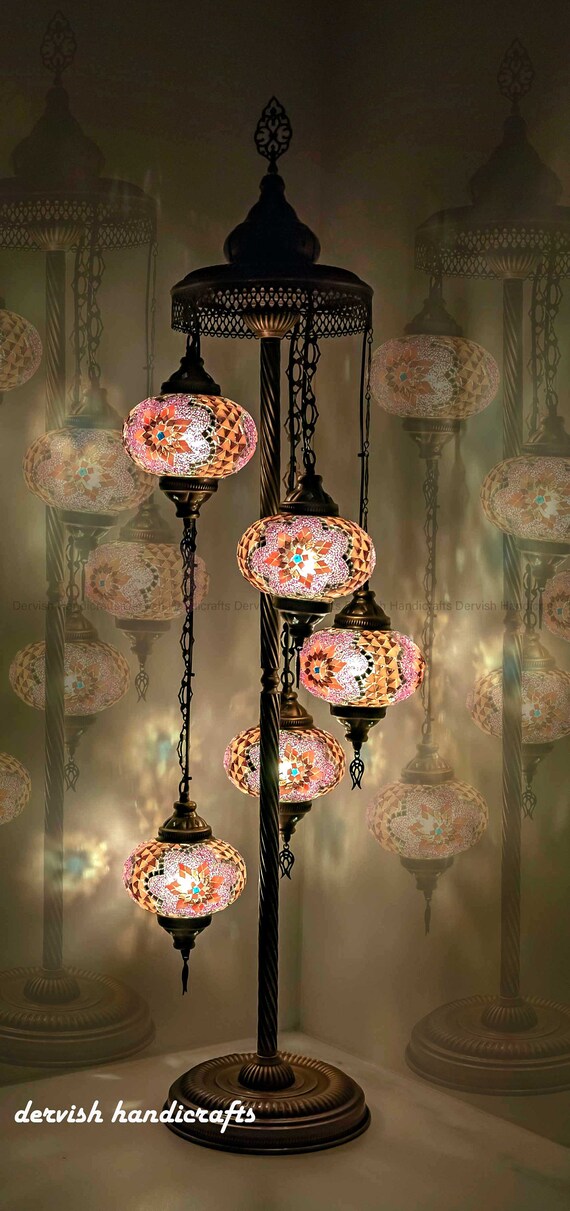 Floor Lamp Turkish Bedside Moroccan 50 Height Pink Purple 7 Glass Diameter