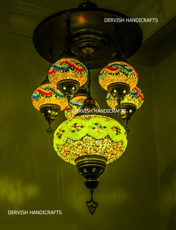 Turkish Lighting Lampshade Ceiling Lights Ceiling Lamp Chandelier Lighting Turkish Lamp Moroccan Lamp Peridot Colors