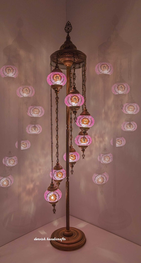 Pink Purple Color Floor Lamp Turkish Standing Mosaic Pink Purple Color Floor Lamp Turkish, Light Bulbs For Turkish Lamps