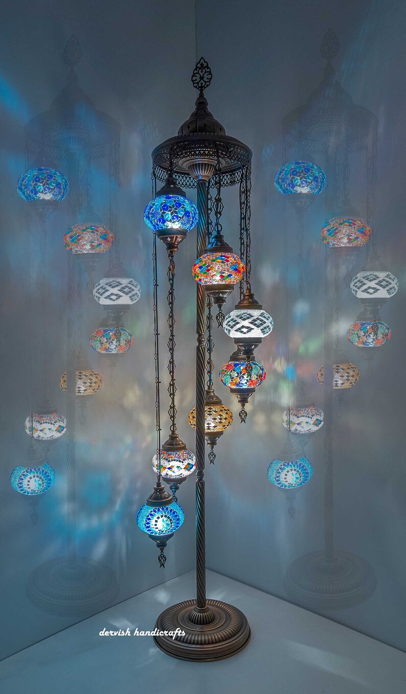 Colorful Handmade Mosaic Glass Floor Lamp Turkish Image 0