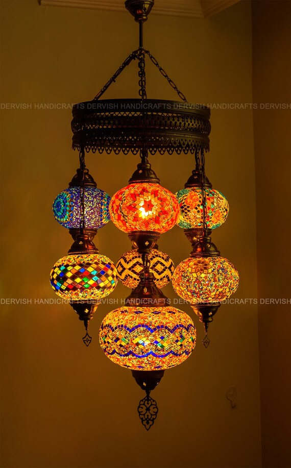 Luxurious Handmade Mosaic Lights For Dining Turkish Moroccan Ceiling Light Color Burst