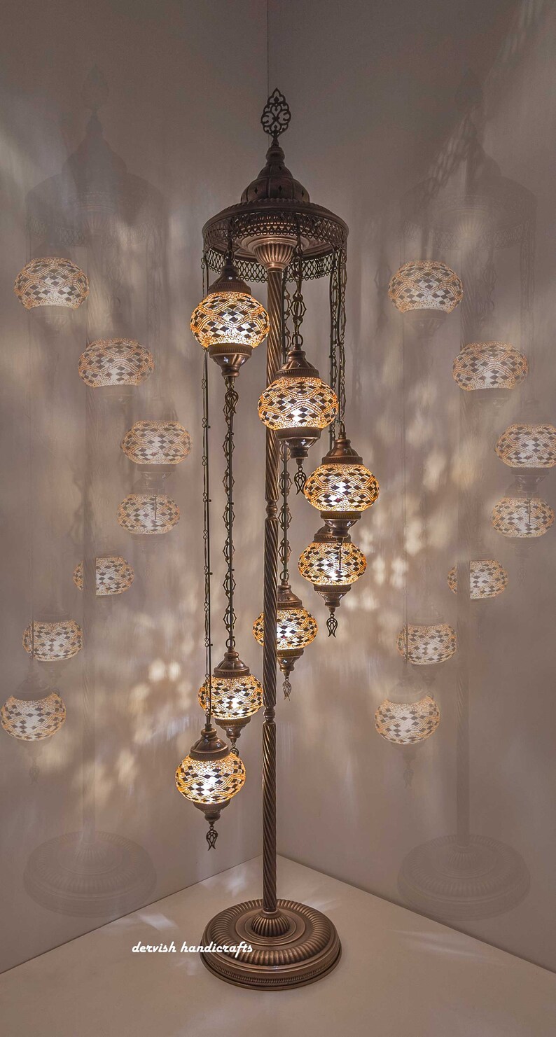 Floor Lamp Turkish Mosaic Gold Pearl Diamond Bedside Moroccan Modern Standing Night Light 61 Height