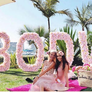 Carta de boda de playa, letras de boda de flores, decoración de boda de verano grande, carta de flores de boda personalizada, decoración de boda independiente grande