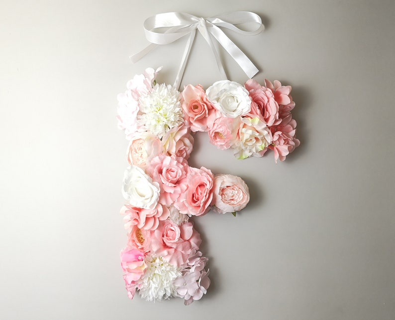 Flower letters E flower letter 13 16 19 24 flower sign floral letters wedding wall decor flower letter baby shower image 8