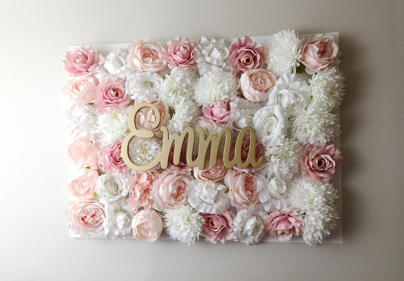 Blush Pink Flower Wall Flower Wall Panel Nursery Name Sign Etsy