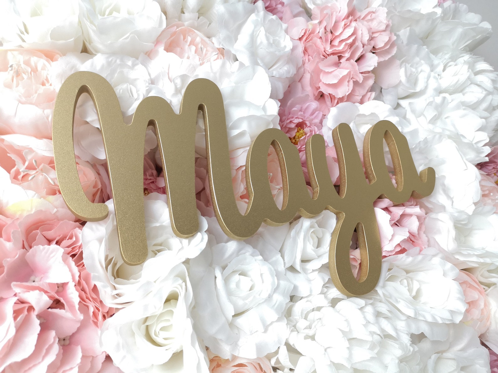 Blush Pink Flower Wall Flower Wall Panel Nursery Name Sign Etsy