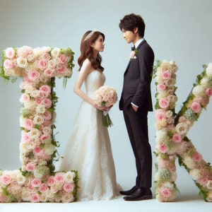Standing Letter for Wedding Oversized Ceremony Flower Letter Large Floral Wedding Boho bridal Bliss Freestanding Large Wedding Letters