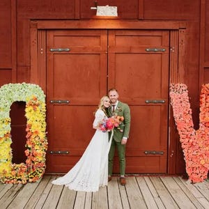 Letras de flores - Letras de flores de 50", 60", 70" y 24" - Letrero floral - Letras florales para boda - Decoración de pared - Letras de flores