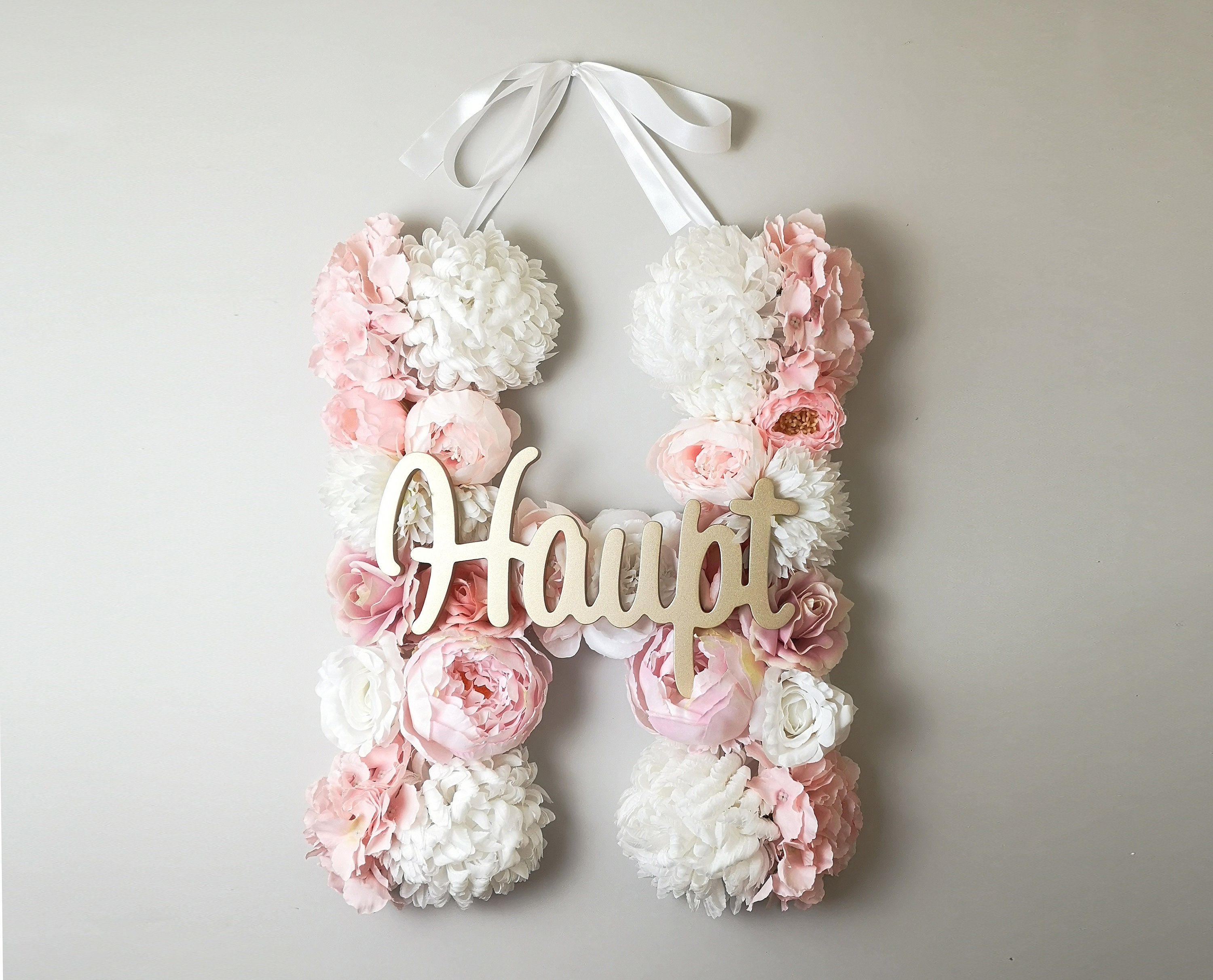 Baby Name Floral Wall Hanging Monogram Nursery Decor Above Bed Etsy