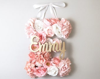 Flower letters E - flower letter 13" 16" 19" 24" - flower sign - floral letters wedding - wall decor - flower letter baby shower