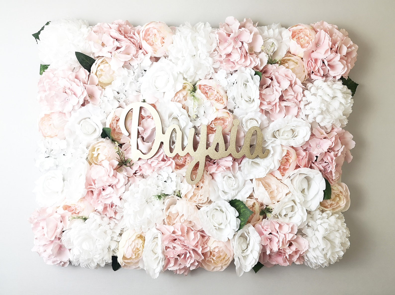 Blush Pink Flower Wall Flower Wall Panel Nursery Name Sign Etsy
