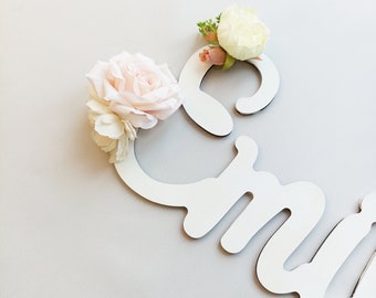 Flower Name Sign Baby Girl Nursery Letters Custom Wall Sign Floral Baby Name