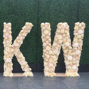Letras grandes de boda independientes, letras enormes de flores, decoración personalizada, decoración de boda de verano, letras florales para despedida de soltera