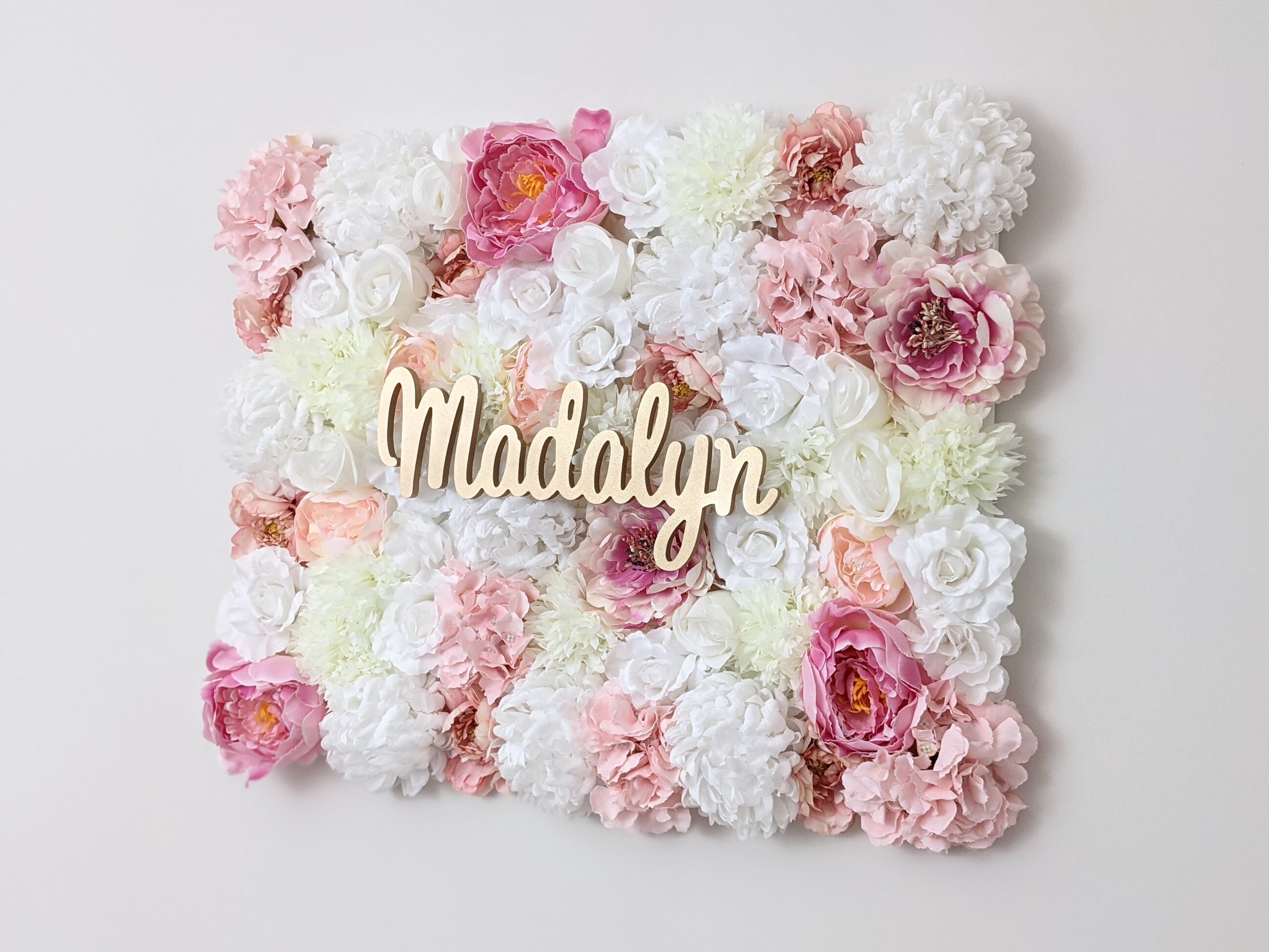 Flower wall with name Teen girl's room decor Teen wall Etsy
