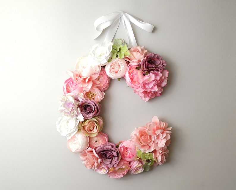 Blossom Letter Personalized blooms Floral Sign Baby Bloom Letter Rustic Floral Letter Boho Flower Letter Flower Initials Huge Floral Letter image 6