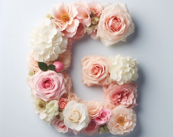 Floral letter G Flower sign 16" 19" 24 " for nursery big size floral wall hanging Personalized name Baby Girls Letters