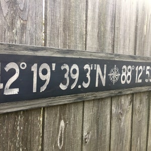 Personalized Latitude Longitude Sign/Custom Longitude Latitude Sign/GPS Coordinates/Wood Coordinates/Gray Latitude Sign/Housewarming Gift image 3