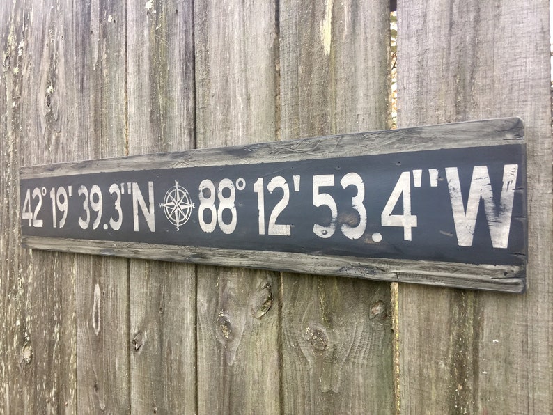 Personalized Latitude Longitude Sign/Custom Longitude Latitude Sign/GPS Coordinates/Wood Coordinates/Gray Latitude Sign/Housewarming Gift image 6