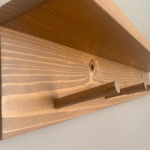 Solid Pine Angled Peg Shelf: Entryway Coat Rack, Bathroom Towel Holder