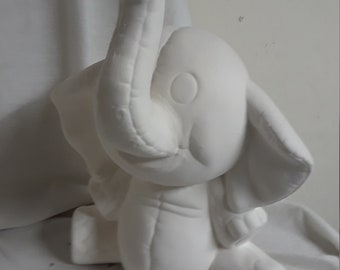 Cute Elephant 10" tall Ready to Paint Ceramic Bisque