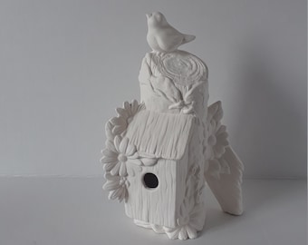 9"t Bird House Ready to Paint Ceramic Bisque