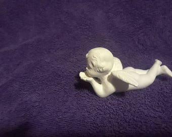 Hand poured ceramic bisque small 4" angel ready to paint