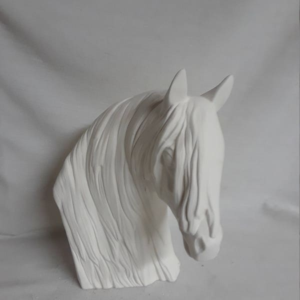 Fresian War  Horse Bust 7" Ready to Paint Ceramic Bisque