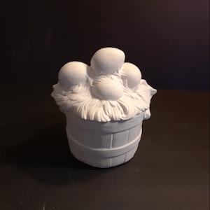 Egg Basket Container 6&quot; rd. Ready to Paint Ceramic Bisque