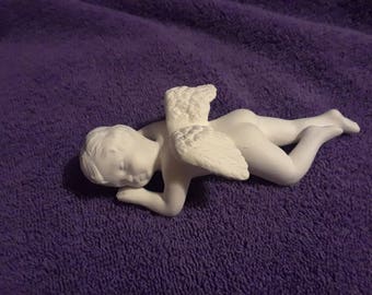 Small Angel Sleeping 5" long Ready to Paint Ceramic Bisque