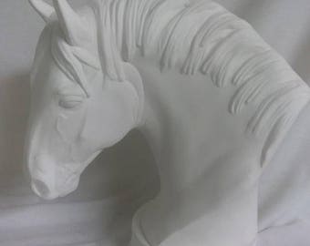 Draft Horse Bust 8" Ceramic Bisque Ready to Paint