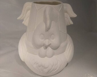 Rooster Planter 8" Ceramic Bisque Ready to Paint