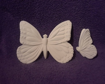 set of butterflies wall hanging  5"wide,4"tall 3:tall 2" wide,ready to paint ceramic bisque