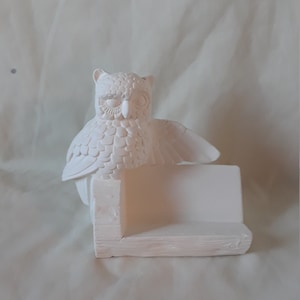 6&quot; Owl Card,Flowers, Picture Holder Ceramic Bisque Ready to Paint