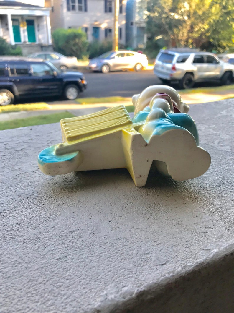 Pig with wheel barrow vintage planter