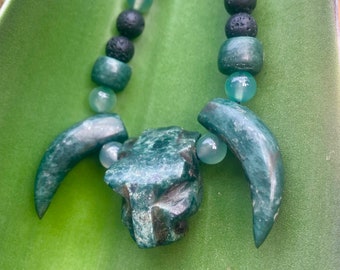 Natural Mexican Jade Jaguar necklace