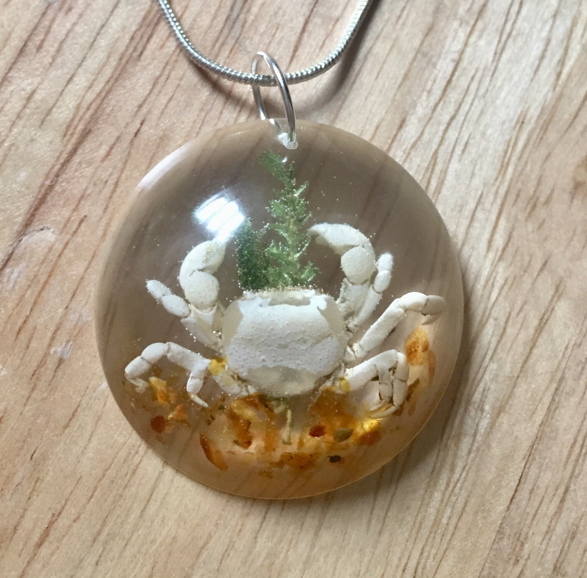 Large Genuine crab and amber necklace Etsy