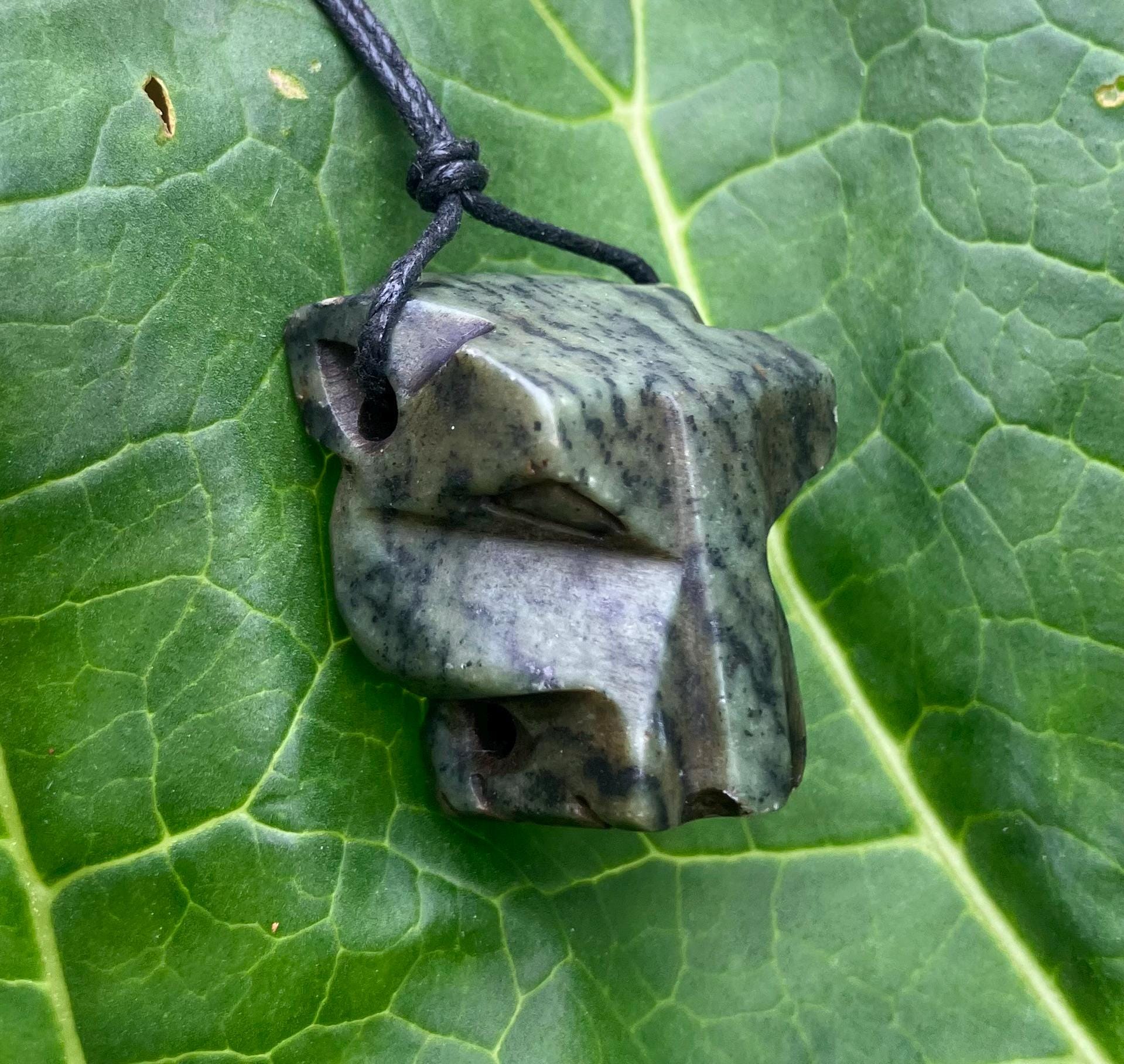 Beautiful Guatemalan JADE Mexican design handcarved Jaguar pendant (necklace)