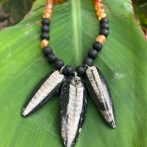 Natural beautiful peaces of Orthoceras fossils necklace
