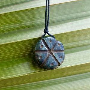 Natural Guatemalan JADE, Mexican design Aztec style hand carved peyote / cacti / cactus pendant (necklace)