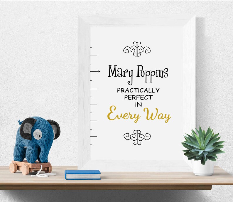 Mary Poppins Quote Art Print Baby Shower Nursery Practically Perfect in Every Way Poster Inspirational Bedroom Decor Gift Kids Gift 021 image 2