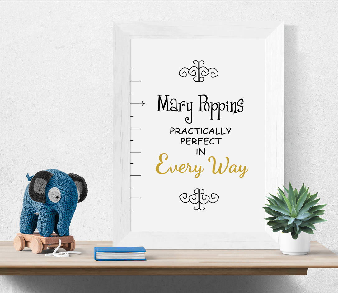 Mary Poppins Quote Art Print Baby Shower Nursery Practically Perfect in ...