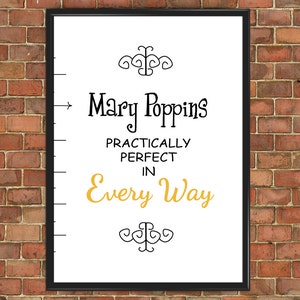 Mary Poppins Quote Art Print Baby Shower Nursery Practically Perfect in Every Way Poster Inspirational Bedroom Decor Gift Kids Gift 021 image 4