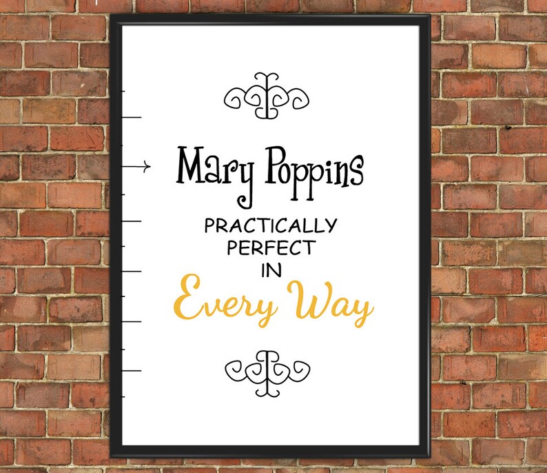 Mary Poppins Quote Art Print Baby Shower Nursery Practically Perfect in Every Way Poster Inspirational Bedroom Decor Gift Kids Gift 021 image 4