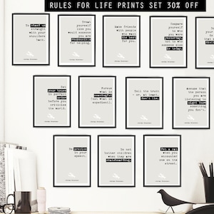 SET OF 12 print of Jordan Peterson quote Print 12 Rules for Life - all rules of Peterson prints quote print Art gift