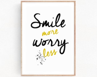 Smile Quote Poster Art Print Wall Decor Home Art Home Decor Minimalist Gift for Anniversary Gift Inspirational Motivational (057)