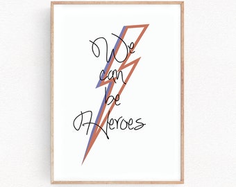 David Bowie We Can Be Heroes Art Print Dekoracja ścienna Prezent domowy Sztuka Wystrój domu Prezent urodzinowy Sypialnia Biuro Sztuka (004)